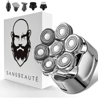 Sansbeauté Rasoir 6-en-1 Homme - Tondeuse - SkullSharp V1 | 7 Head - Wet & Dry - Rasoir électrique visage et cheveux - Rasage de la tête - Accessoires - Electrique