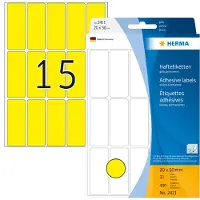 Herma - Adhésif permanent - jaune - 20 x 50 mm 480 étiquette(s) (32 feuille(s) x 15) étiquettes