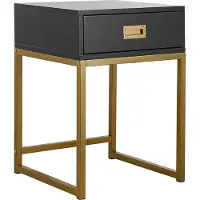 Beliani Table Appoint Noire / Dorée Avec Tiroir Largo