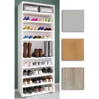 VCM XXL bois Grande armoire à chaussures Étagère à chaussures Grande botte Meuble d'entrée Lona 9 compartiments
