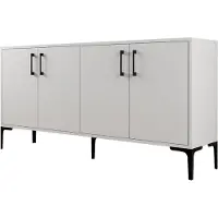 Hannah Home Woody Fashion Console - Mélaminé | Pieds en métal | Blanc