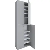 VCM XL bois Grande armoire à chaussures Étagère à chaussures Grande botte Meuble d'entrée Lona 10 compartiments Portes battantes