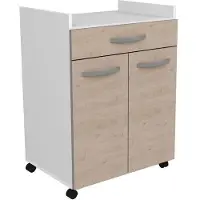 Bigbuy Desserte Eko avec roulettes - 2 portes & 1 tiroir - décor chêne