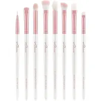 Luvia Cosmetics Prime Vegan All Eye Want kit de pinceaux yeux Candy (Pearl White / Rose) 8 pcs
