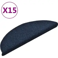vidaXL Tapis d'escalier autocollants 15 pièces 56 x 17 x 3 cm Bleu marine Demi-rond
