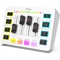 Fifine Mixeur audio de jeu SC3 (Jack 3.5mm), Interface audio, Blanc