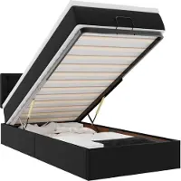 vidaXL Lit ottoman avec matelas noir 100x200 cm similicuir