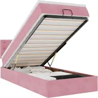 vidaXL Ottoman-lit avec matelas rose 100x200 cm velours