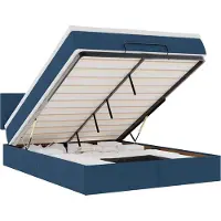vidaXL Ottoman-lit avec matelas & LEDs Bleu 140x200 cm Tissu