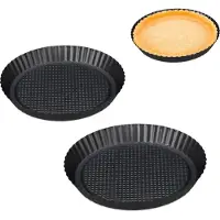 Relaxdays 3x Moule-à-tarte, Moule à gâteau, Gris