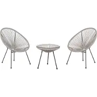 Beliani Set de balcon en rotin gris clair ACAPULCO II (50 x 50 x 49 cm)