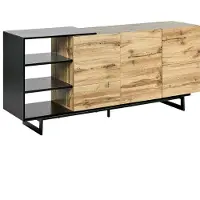 Beliani Commode Avec 3 Tiroirs En Mdf Bois Clair Et Noir Fiora