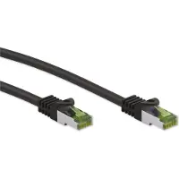 Goobay 61098 Câble patch RJ45 avec câble brut CAT 8.1 S/FTP, noir, 10 m - conducteur en cuivre, gaine de câble sans halogène LSZH, connecteur RJ45 (CAT 6A)