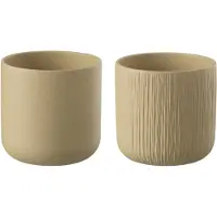 J-Line Cachepot gen ceramique beige medium assortiment de 2