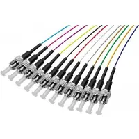 Exertis Connect Fibre optique pigtails, colorés, 12x mâle, OM3 multimode, ST/UPC, 2,0 m12 pigtails de fibres en (2 m)