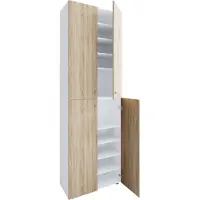 VCM XL bois Grande armoire à chaussures Étagère à chaussures Grande botte Meuble d'entrée Lona 10 compartiments Portes battantes