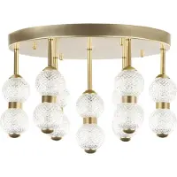 Beliani Plafonnier doré en métal et verre Lumière LED intégrée Noble Elégant Glamour Plafonnier pour salon chambre salle à manger couloir