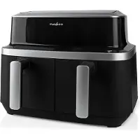 Nedis Friteuse à air chaud Double | 2x4.2 l | Minuteur: 60 min | Nombre de programmes prédéfinis: 10 | Numérique | Noir