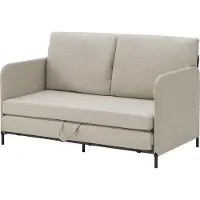En.casa Canapé-lit 'Soini' avec fonction couchage 2 places rembourré avec coussins 78 x 125 x 67 cm Beige