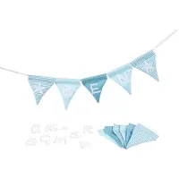 Goki Chaîne de fanions en forme de lettres bleu avec 10 fanions