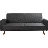Beliani Canapé-Lit Senja Noir Lin Synthétique