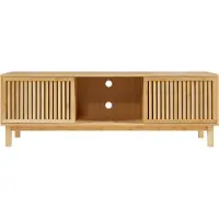 En.casa Meuble TV 'Ypäjä' avec 3 étagères et 2 portes coulissantes 150 x 42 x 50 cm Bambou naturel