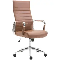 CLP Chaise de bureau réglable pivotant en pvc et synthetique Marron clair