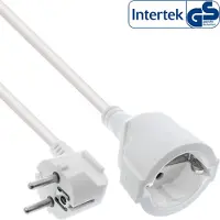 InLine Rallonge électrique prise de terre coudée / prise femelle, blanc, 2m (2 m, CEE 7/3)