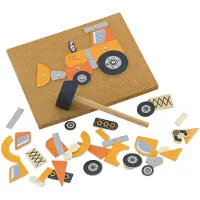 Viga Jeu de construction en bois « Engins de chantier » – 45 pièces – Méthode Montessori