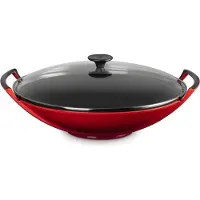 Le Creuset Gietijzeren Wok Kersenrood met Glazen Deksel 36cm