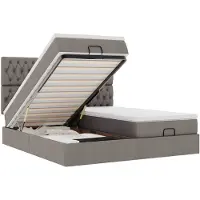 vidaXL Ottoman-lit avec matelas & LED Taupe 200x200 cm Tissu