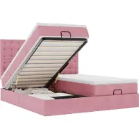 vidaXL Ottoman-lit avec matelas rose 200x200 cm velours