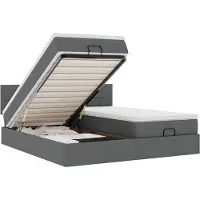 vidaXL Lit ottoman avec matelas gris foncé 200x200 cm Tissu