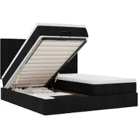 vidaXL Ottoman-lit avec matelas & LEDs Noir 160x200 cm Tissu