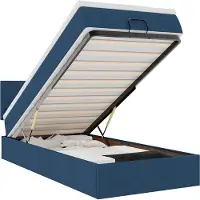 vidaXL Lit ottoman avec matelas bleu 100x200 cm Tissu