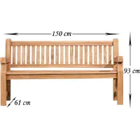 CLP Banc en teck Jackson, Couleur:teak, Taille:150 cm