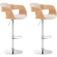 CLP - Ensemble de 2 tabourets bar Kingston, revêtus en tissu, pivotants et réglables en hauteur | Couleur : naturel/crème