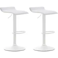 CLP - Ensemble de 2 tabourets de bar Dyn V2, revêtus de similicuir, réglables en hauteur et pivotants | Couleur : blanc. Structure : blanche