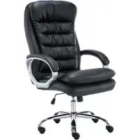 CLP Chaise de bureau réglable pivotant en pvc et synthetique Noir