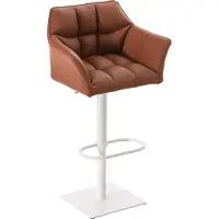 CLP Tabouret de bar Damaso, revêtement en similicuir, pivotant, réglable en hauteur en continu jusqu'à 240 kg, structure marron clair, couleur blanche