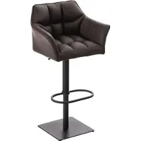 CLP Tabouret de bar Damaso, revêtement en similicuir, pivotant, réglable en hauteur en continu jusqu'à 240 kg, couleur marron, piètement noir
