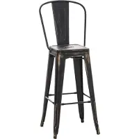 CLP Tabouret de bar Aiden en métal avec repose-pieds,noir-or