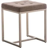 CLP Tabouret bas avec pieds en métal assise en tissu Gris