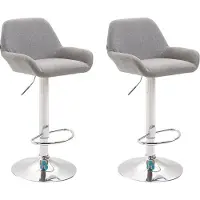 CLP Lot de 2 tabourets de bar Braga en tissu, pivotants et réglables en hauteur, structure grise, finition chromée