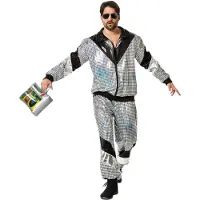 Dressforfun costume homme rétro 80s 90s disco jogging - argent, XXL - Costume carnaval - Halloween - Dress up - Party wear - Carnaval wear - Party - Party wear