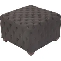 CLP Tabouret bas carré capitonné en tissu Gris foncé