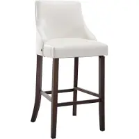 CLP Tabouret de bar Innsbruck, similicuir, structure en bois de caoutchouc blanc, couleur de la structure : antique foncé