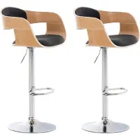 CLP Lot de 2 tabourets de bar Kingston en tissu, pivotants et réglables en hauteur, couleur naturel/gris foncé