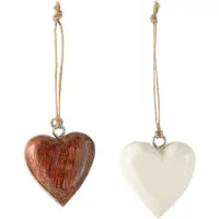 J-Line Boite 48 suspension coeur bois de manguier blanc/rose