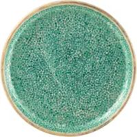 J-Line Plateau mosaique rond bois de manguier vert